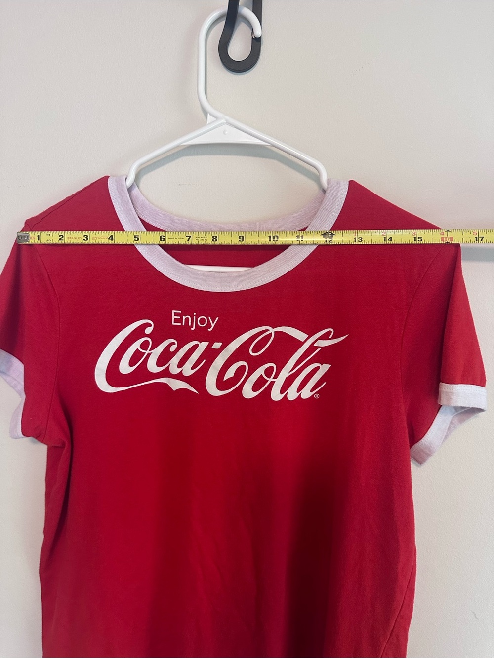 Coca Cola Red Short Sleeve Ringer Tee with White Logo - Picture 5 of 6